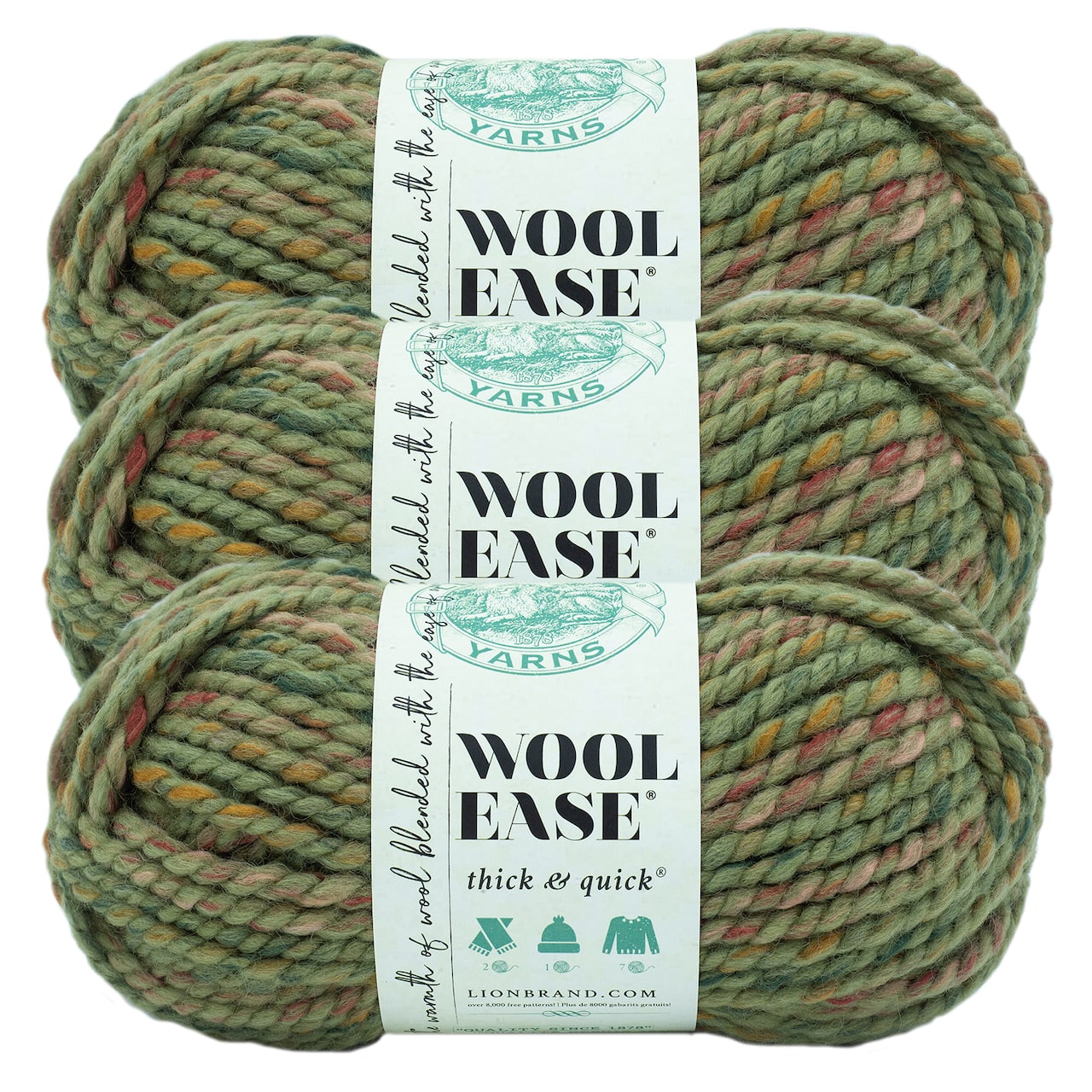 3 Pack Lion Brand® Wool-Ease® Thick & Quick® Prints & Stripes Yarn